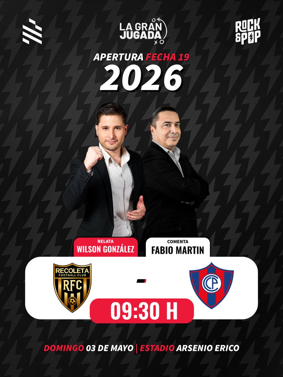 ¿TENDREMOS CAMPEÓN? 🤔

Mañana, toda la cobertura de #LaGranJugada con la posible definición del #Apertura2026. 🏆

⚽️ #Olimpia 🆚️ #Ameliano
🗣 Relatos de <a href="/BrunoPont/">Bruno Pont</a>, el relator de la mayoría, con comentarios de <a href="/Fedearias77/">FEDERICO ARIAS</a> y <a href="/carlincorrea/">Carlin Correa</a>.

⚽️ #Recoleta 🆚️ #CerroPorteño
🗣