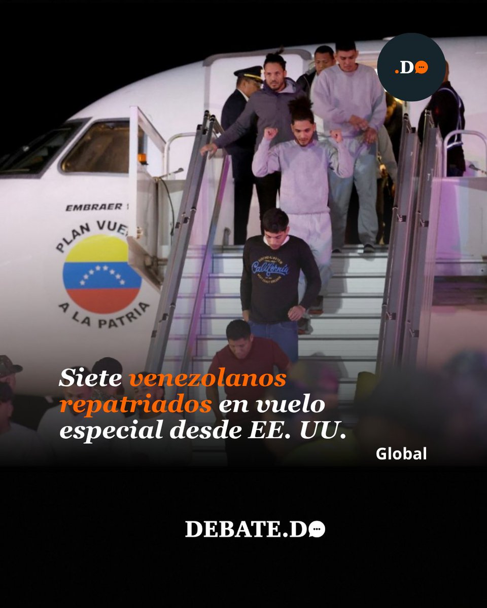 midebate's tweet image. Un total de seis menores de edad y un adulto retornaron a Venezuela en un “vuelo especial” de repatriación desde Estados Unidos, informó este sábado el Ministerio de Interior y Justicia.

Más información en nuestro periódico: debate.do
#debate.do