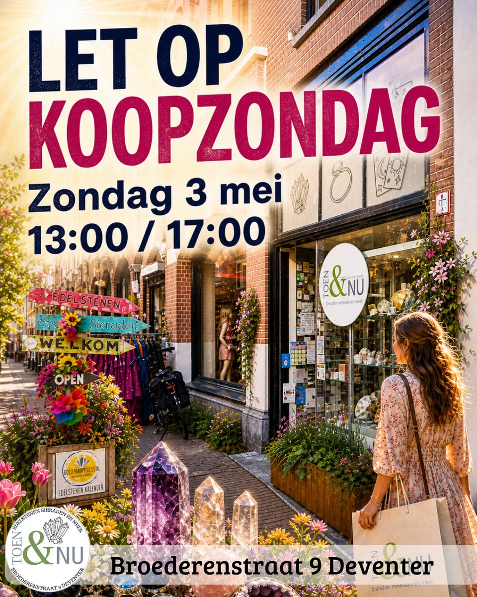 ToennuDeventer's tweet photo. Zondag 3 mei koopzondag. De leukste stenen- en sieradenwinkel van Deventer. Broederenstraat 9 Deventer. Openingstijden van 13:00 / 17:00

#deventer #edelstenen #sieraden #kralen #zondag https://t.co/KUss84RORU