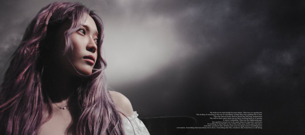 noonsua's tweet photo. the frightening part wasn’t the broken mirror. it was the recognition. a sealed-away self, looking back at us quietly through the purple haze. everything we built on top of it came down, and what was left was just the truth, patient and unchanged. it was us all along. https://t.co/28SuPQ05YK