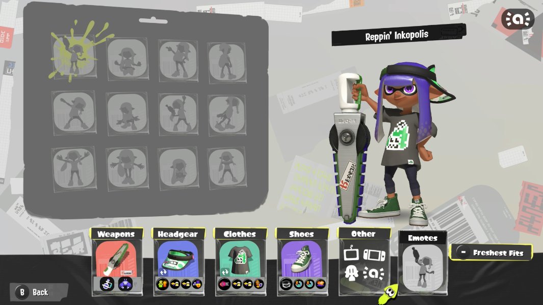 NotReallyTK's tweet photo. New Stamper Gear #Splatoon3 https://t.co/l6yOajIoQc