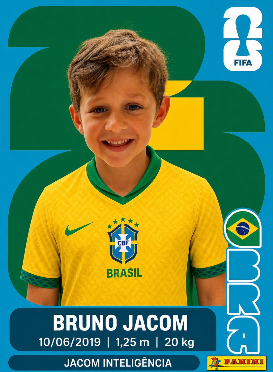 JuJacon's tweet photo. Algumas figurinhas raras ainda não tivemos a sorte de encontrar nos pacotinhos da Copa do Mundo 2026…

mas essas duas aqui a gente já garantiu
e são, sem dúvida, as mais especiais. 💛💚

A minha e a do meu filho.

Se for pra escalar o time… já estamos convocados. https://t.co/JB8ltNpC0X