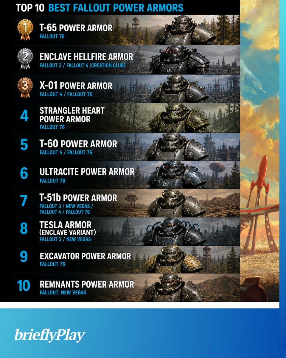 brieflyplay's tweet photo. Top 10 best weapons in Fallout (3, NV, 4, 76).
#Fallout #Gaming #Weapons #Top10 #falloutmemes #brieflyPlay https://t.co/veD07bS1l2