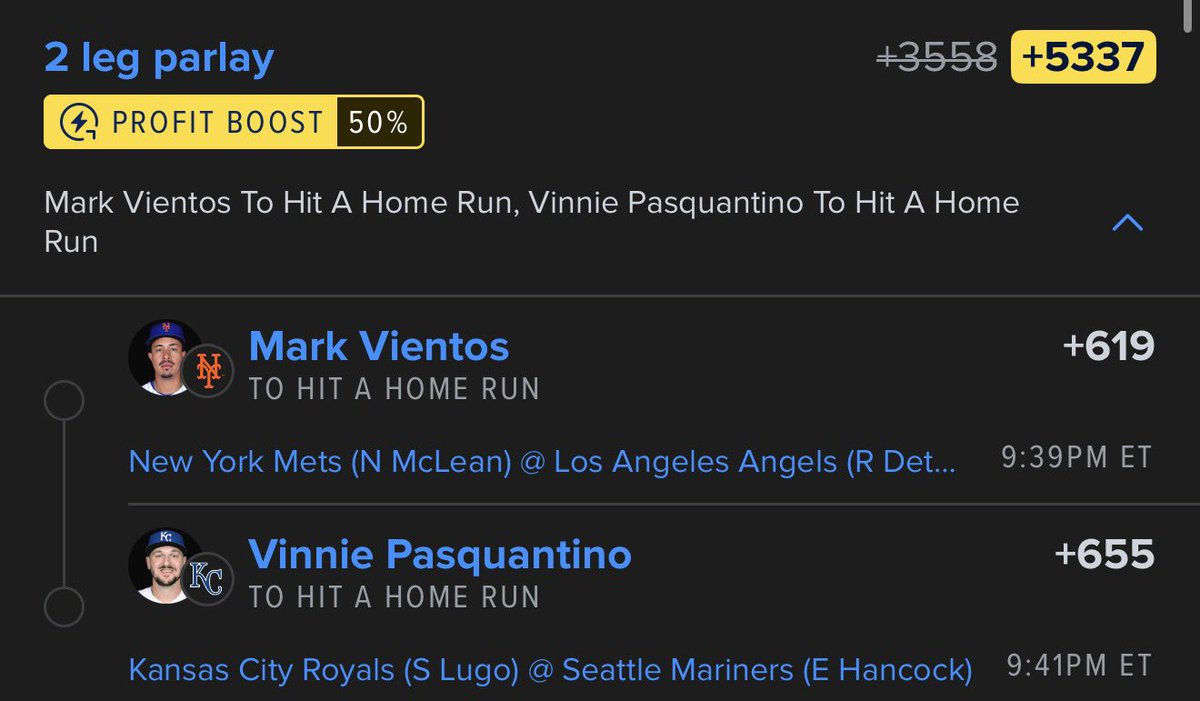 Late night lotto before we call it 💤🔥
2 LEG HR PARLAY (+5337)

• Vientos 💣
• Pasquantino 💣

Both guys have the pop, just need one swing each.
Small sprinkle, big upside.

0.1u let’s steal one before bed 💰
#MLB #HRParlay #DingerPicks #SportsBetting