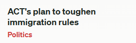 KyleDChurch's tweet photo. ACT has released an overtly fascist 'immigration' policy, that includes creating NZ ICE, &amp; this is how NZ media (RNZ no less!) is reporting it

"tougher", a "shakeup"

NZ media once again acting as facilitators for fascism. They could easily choose not to do this, if they wished https://t.co/5V7VxQuS4p