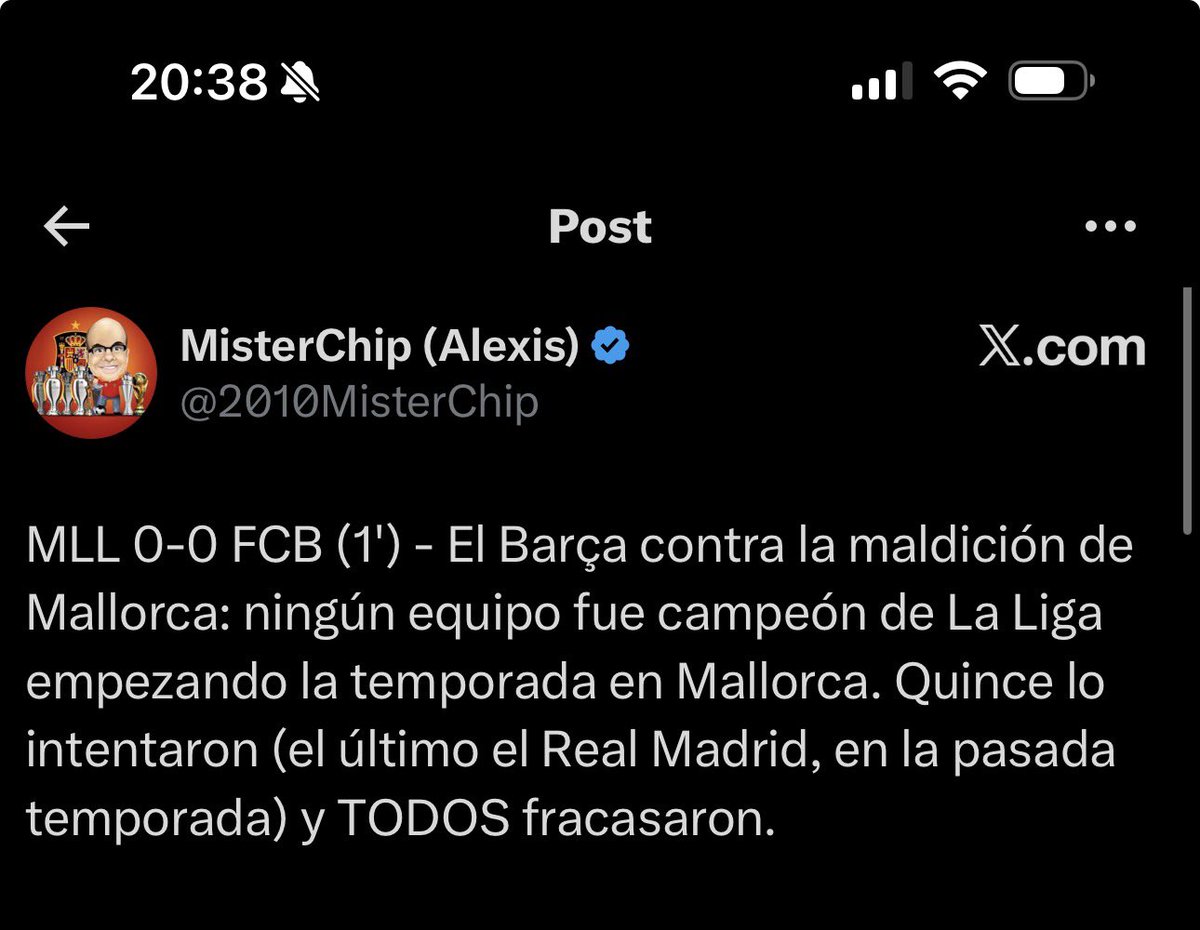 LuisDav1795's tweet photo. @2010MisterChip La tenía Guardada para ti @2010MisterChip al parecer vamos a romper esa maldición jajajaja ve a llorar con el club del Régimen de Franco trampas. Saludos y visca el Barca https://t.co/6fq0bEwrSL