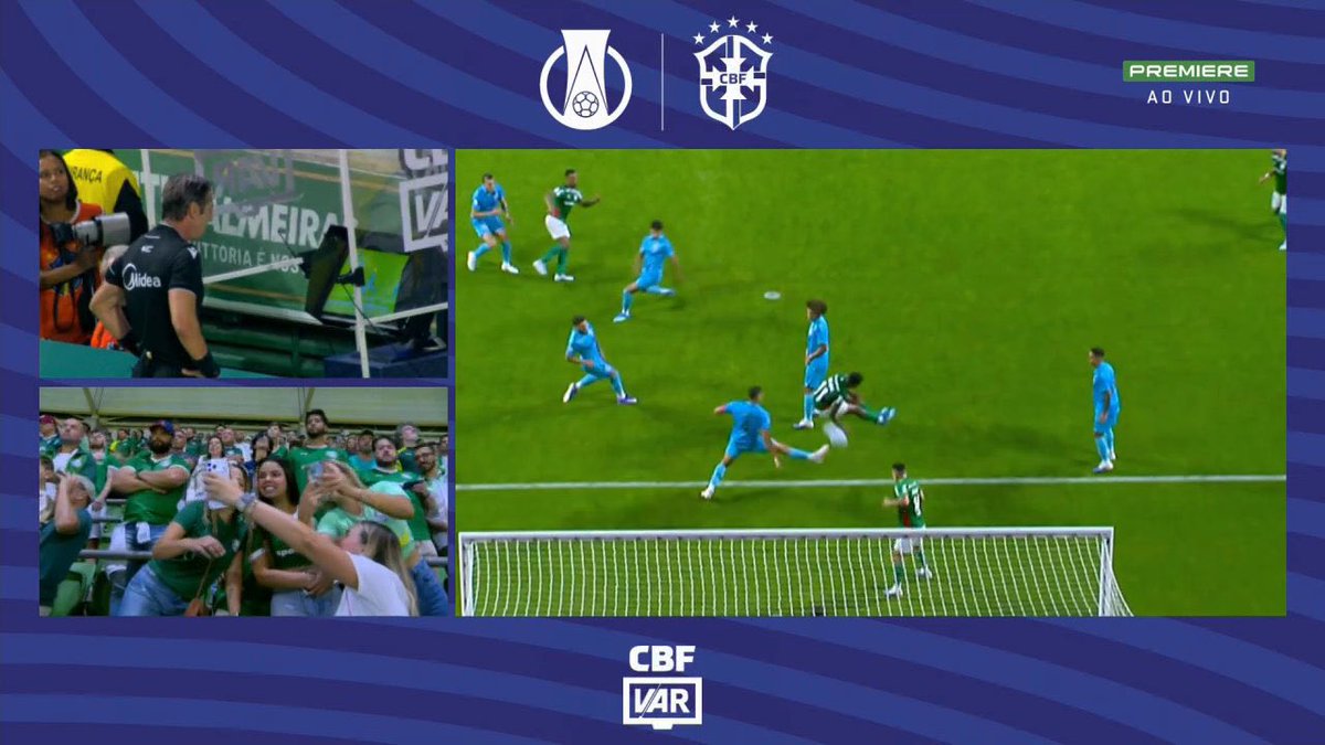 DataFutebol's tweet image. O gol da vitória do Palmeiras foi anulado por conta de um toque na mão do Arias.

aliás, a imagem do VAR por algum motivo está com a logo da Série B❓