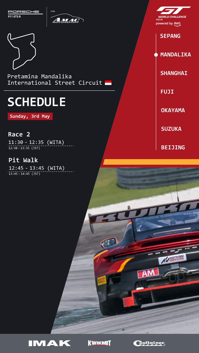 AMAC_Sho51's tweet photo. おはようございます☀️

ワールドチャレンジアジア マンダリカ🇮🇩
日曜日のスケジュールになります！

Race2: https://t.co/ONT9ucZ9hL https://t.co/TWmnoX8e5V