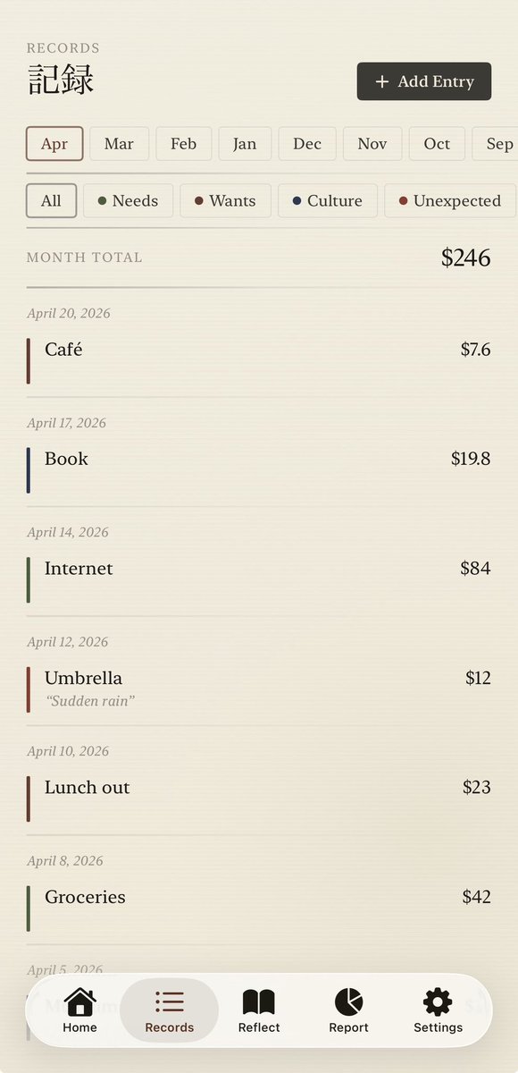 TORANKIRITE_APP's tweet photo. Kakeibo (家計簿).

A 120-year-old Japanese budgeting method.

Before buying anything, ask:
・Need it?
・Afford it?
・Use it?
・Room for it?

Most things fail at least one.

I built an app. Link in bio.

#Kakeibo #buildinpublic https://t.co/KxfwMNatue