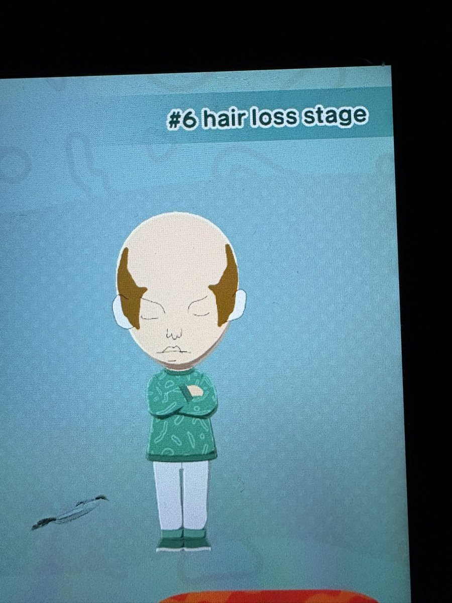 jollydumplings's tweet photo. my mii #6 hair loss stage on the norwood scale #TomodachiLife https://t.co/lmcEO75M9b