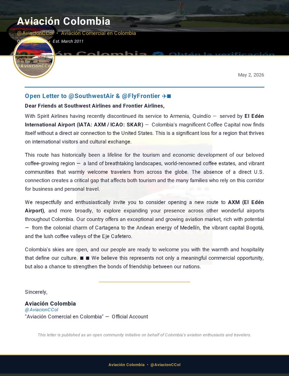 Aviación Colombia tweet media