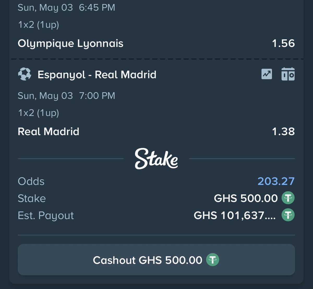 200 Odds ⚽️⚽️ (1 Up)

Ticket Code - stake.com/sports/home?ii…

Register A Stake Account Here for free $100 bonus - stake.com/?offer=investo…