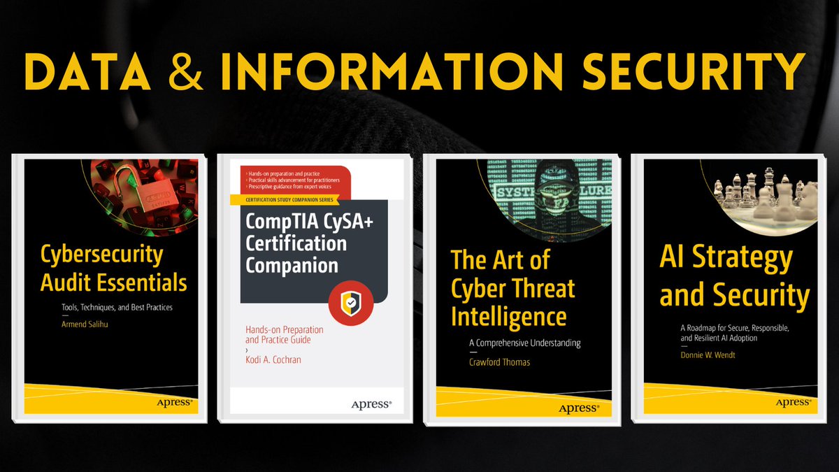 Apress's tweet image. New threats evolve fast—so does great tech publishing. Get notified when fresh Apress titles on #infosec, #IAM, and #privacy engineering go live. 

Follow here: ow.ly/aXIe50YpKL2