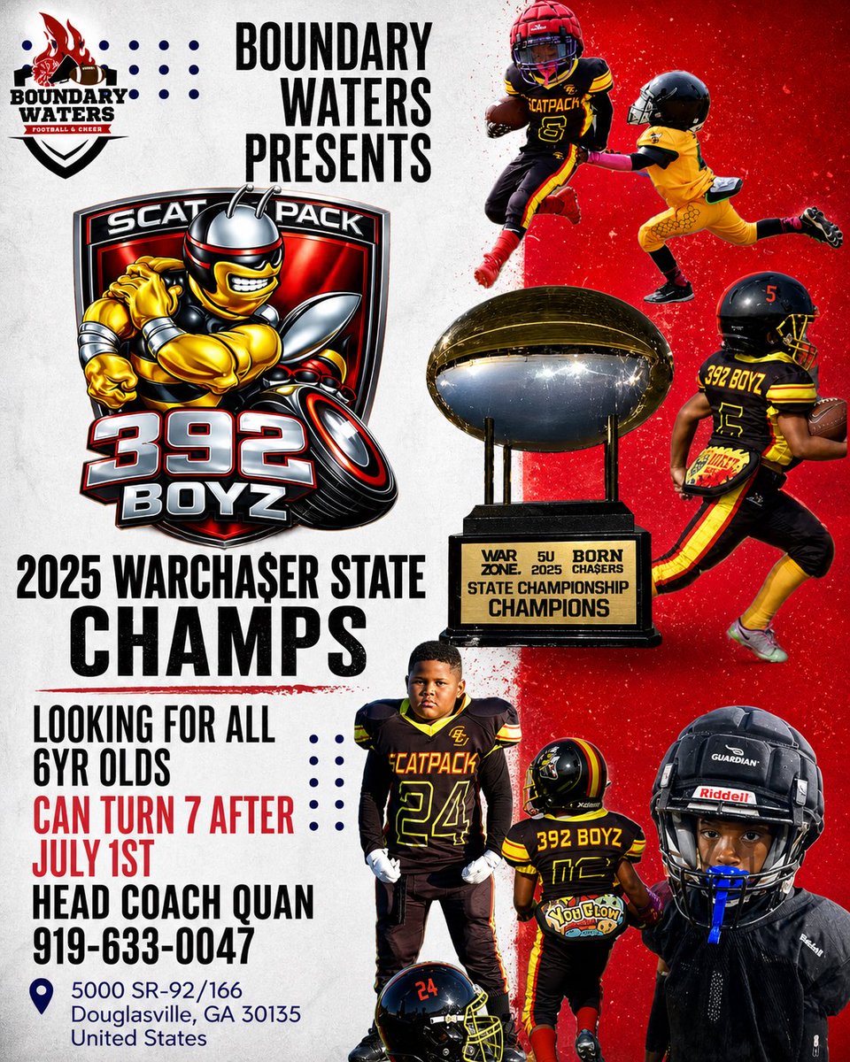 MontayoH56's tweet image. 🚨TAP IN IF YOU IN GA AND LOOKING FOR A PROGRAM FOR YOU CHILD🚨 
4u-5u TRX🦖
6U SCATPACK🐝#1 TEAM IN GA
#youth #football #georgia