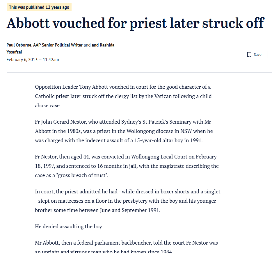 <a href="/hughriminton/">Hugh Riminton</a> This Tony Abbott..Friend of pedos and sex offenders