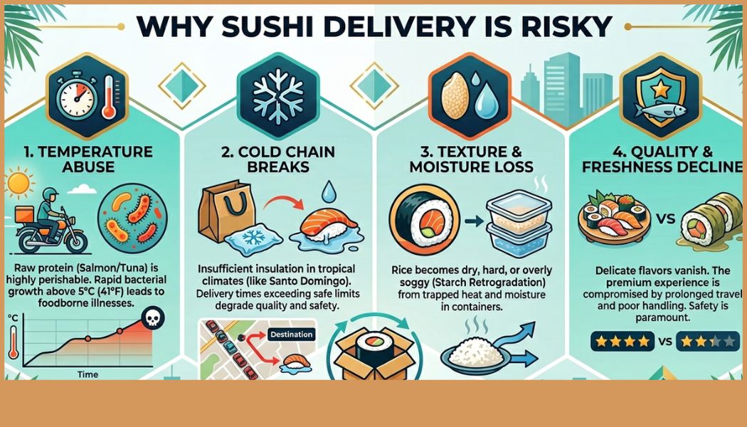 MealSeerAPP's tweet image. Did you know that ordering sushi delivery in a tropical climate like Santo Domingo is a scientific gamble?  It’s not just about flavor; it’s about pure logistics and food safety.
#SushiDelivery #MealSeer #FoodTech