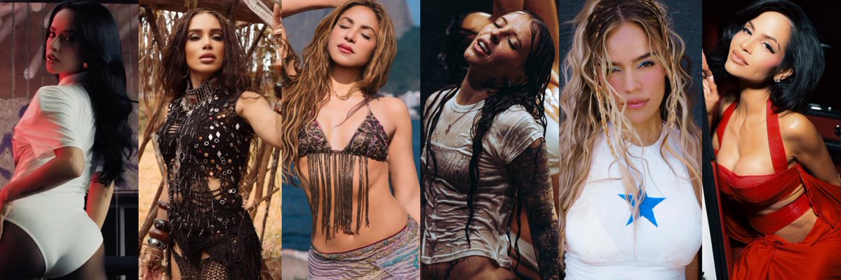 My Latinas this year are eating!😤😮‍💨 

Becky G 🇲🇽
Anitta 🇧🇷
Shakira 🇨🇴
Young Miko 🇵🇷
Karol G 🇨🇴
Natti Natasha 🇩🇴

All new music from all of them this year 🫣🫣🫣