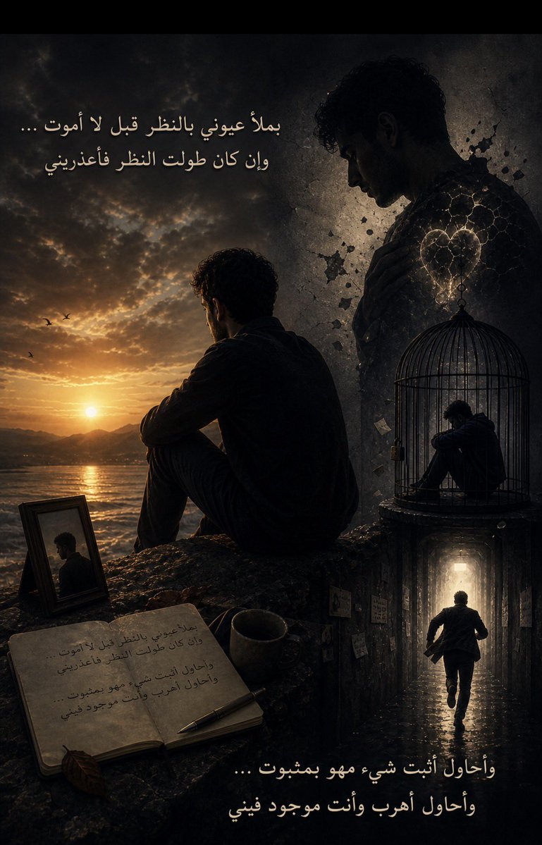 بملاا  عيوني بالنظر قبل لا موت 
وإن كان طولت النظر فأعذريني

وأحاول أثبت شيء ماهو بمثبوت
 وأحاول أهرب وأنت موجود فيني