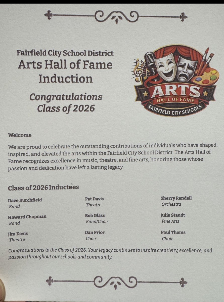 fcsdsuper's tweet photo. Congratulations to all of the inductees of the first FCSD Arts Hall of Fame class, and thank you for all of the folks who made it such an amazing night! #FairfieldPride https://t.co/Qq0KuBUzYA