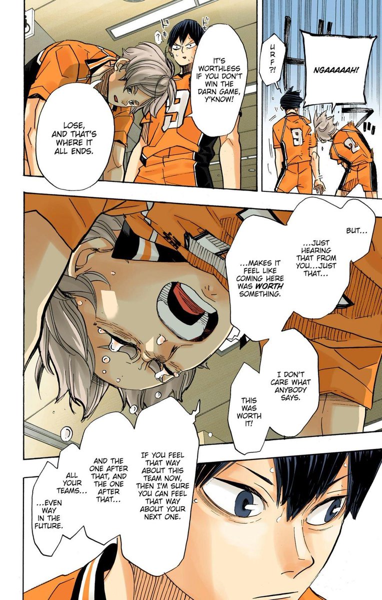 tobio doesn't know how to filter his words, he doesn't know how to lie, what comes out from his mouth is literally what he means. so suga knows that when tobio said he wanted to play with the current team further, he meant it.