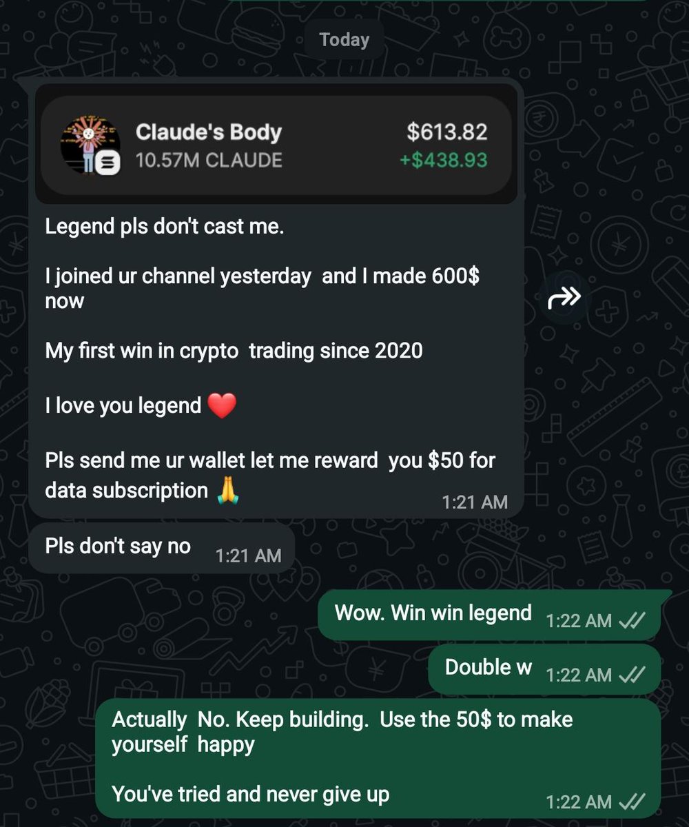 ONE_LEGEND11's tweet image. First win from my private since 2020 dude have stated trading memecoin 

$600 not small nor big 

I celebrate you legend.
t.me/JusticeAlpha