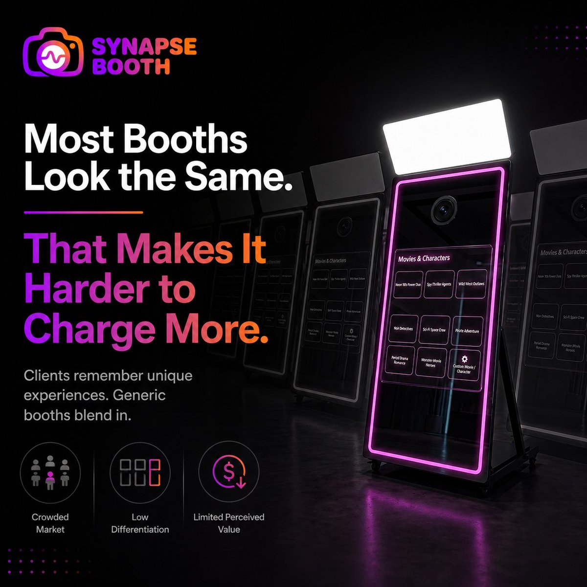 Synapsebooth's tweet image. AI that moves faster than light? ✨ Real-time photo transformations—no lag, no subscriptions. Just pure, branded magic at your next event. #AIEvents #PhotoBooth