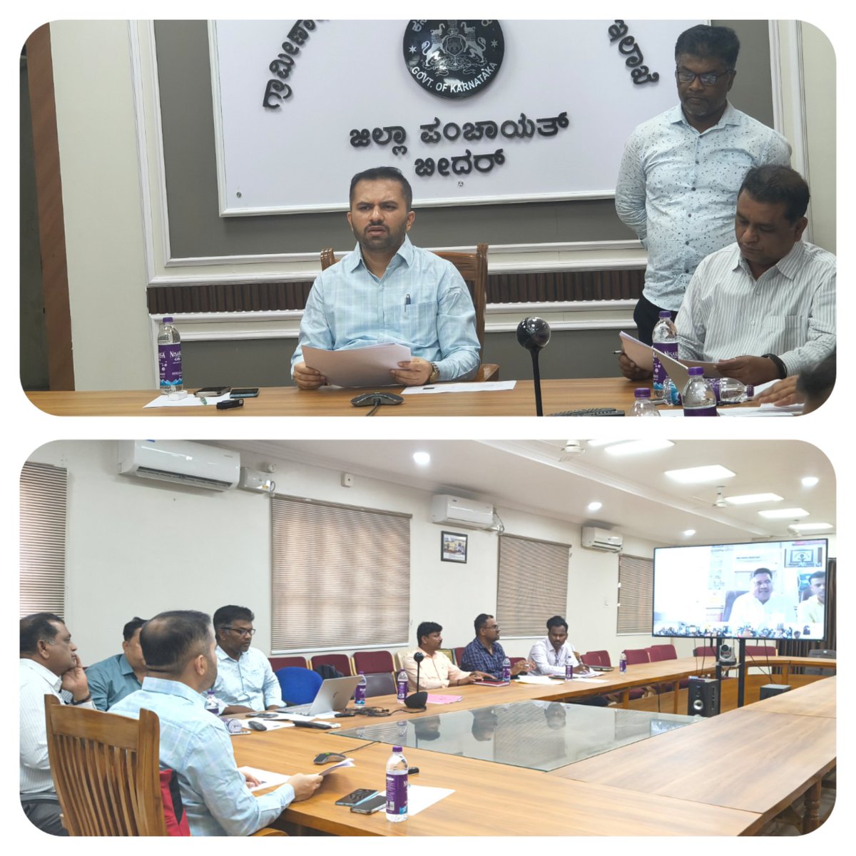 ceozpbidar's tweet photo. ದಿನಾಂಕ - 29.04.2026 ರಂದು ಬೀದರ ಜಿಲ್ಲಾ ಪಂಚಾಯತ ಕಚೇರಿ ಸಭಾಂಗಣದಲ್ಲಿ, KSWAN ವಿಡಿಯೋ ಸಂವಾದದ ಮೂಲಕ ಎಲ್ಲಾ ತಾಲೂಕಿನ EO, AD, PDO, TC, TMIS, TA, ರವರಿಗೆ ನರೇಗಾ ಯೋಜನೆಯ ಮಾನವ ದಿನಗಳ ಸೃಜನೆಯ ಕುರಿತು ಪ್ರಗತಿ ಪರಿಶೀಲನಾ ಸಭೆ ಕೈಗೊಳ್ಳಲಾಯಿತು.
@eshwar_khandre @PriyankKharge @SagarKhandre12 https://t.co/cEiXZwHCEK
