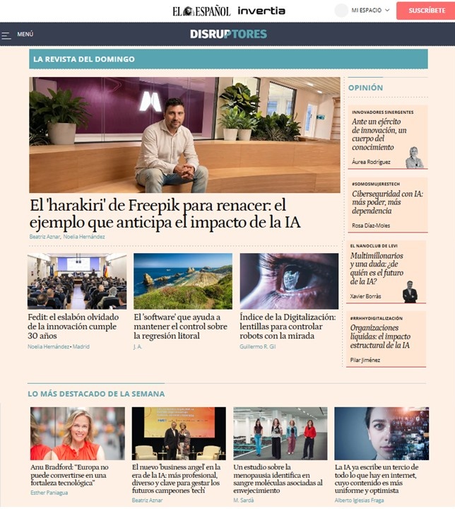 disruptoresee's tweet image. ☀️ ¡Feliz #domingo! Nuestra REVISTA DEL DOMINGO
📎 f.mtr.cool/nokkqmluve

🚀 Freepik: un 'harakiri' para renacer
📎 f.mtr.cool/ekzmebbpzw
✏️ @NoeliaHn  y @beazmi 

💻 30 años de Fedit
📎f.mtr.cool/ltnuueyekb
✏️ @NoeliaHn