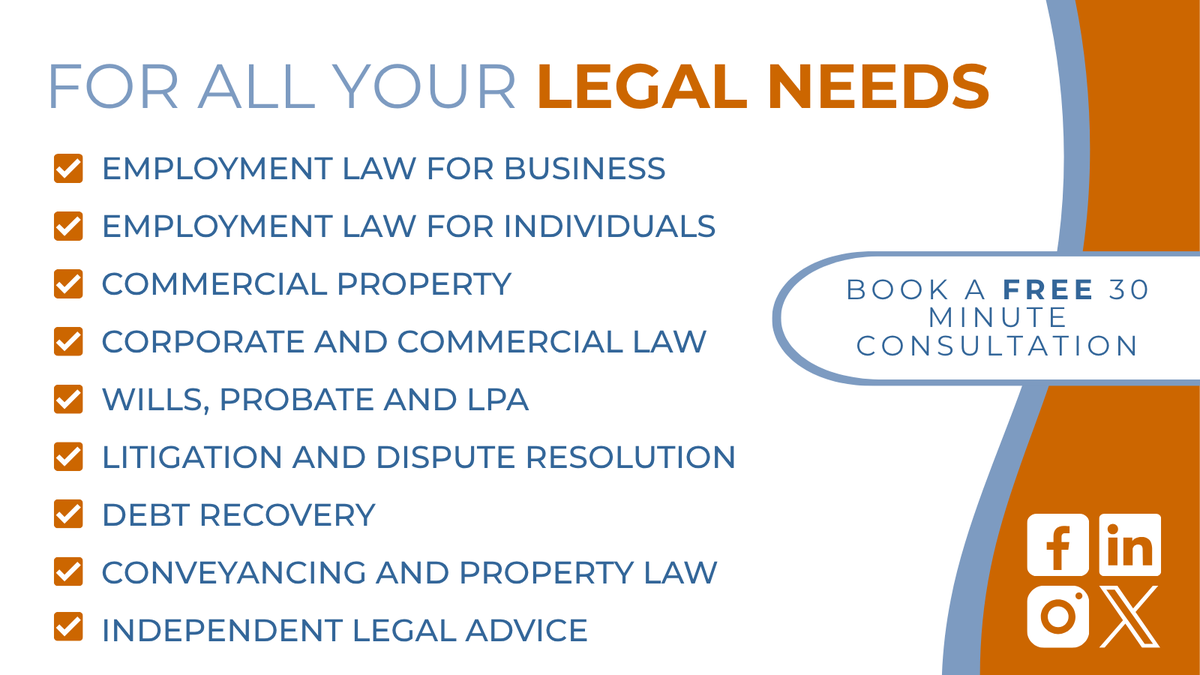 BackhouseLaw's tweet image. Whatever your legal needs, our team provides clear, practical advice tailored to you. Explore our full range of services on our website. zurl.co/bWFBJ
#wevegotyourback #legalexperts #legaladvice