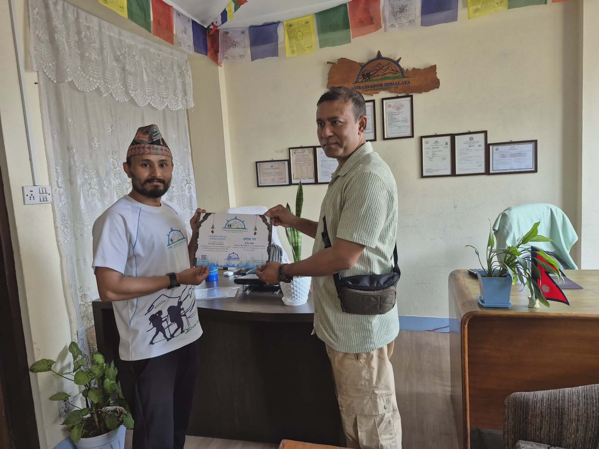 AmbassadorTreks's tweet photo. Congratulations! 
Our guests from successfully completed their dreams remain from 10 years. 
#EBCtreks 
#Trekking #AHTE #nepal 
#India #trekkers https://t.co/ywGLaXyP6L