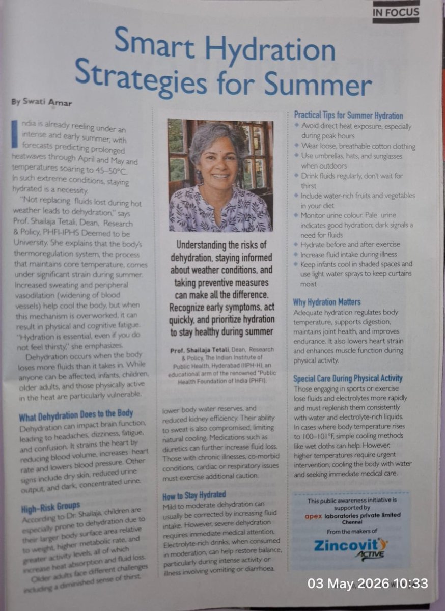 editoretg's tweet image. As the sun blazes down upon us, it's time to.pick up that bottle of water enriched with electrolytes.  My article in The Week dated Nay 10, 2026 available in the stands from today. 
#dehydration #hydration #summerhealth #summerheat #electrolytes #ElectrolyteBalance #heatstroke