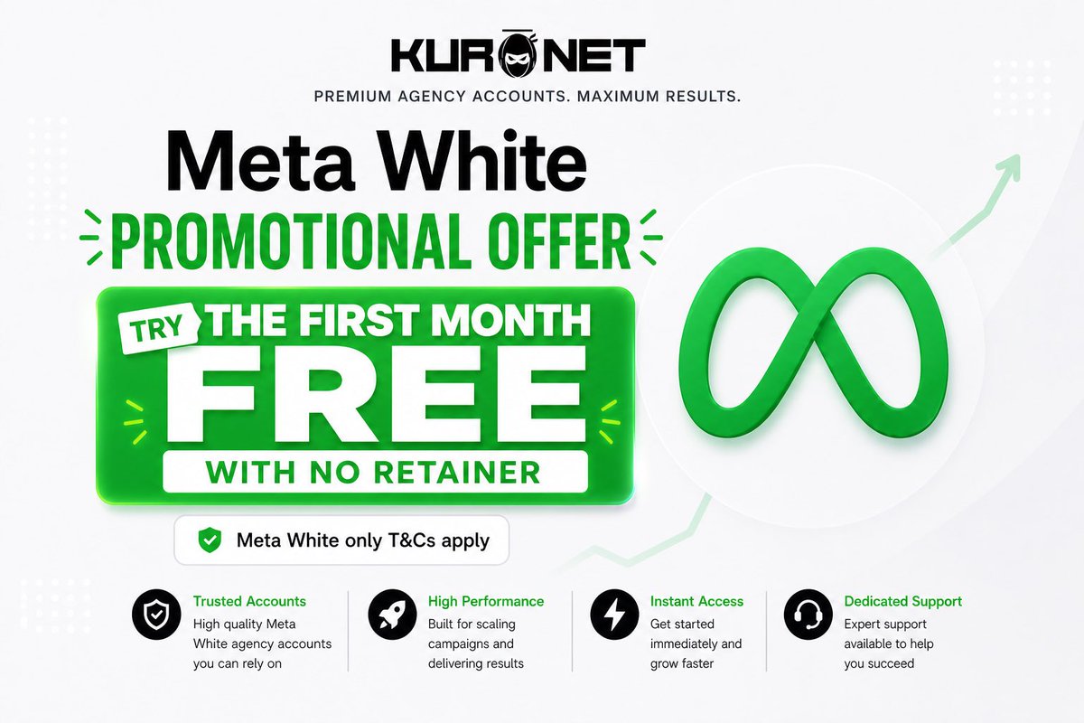 KuroNetx's tweet photo. MAY PROMO OFFER 📣

Enjoy the first month of Meta White without ANY retainer! 

That’s right, you can trial our Meta White line for a whole month without locking yourself into a $300 retainer. 

If you don’t like our service get your balance refunded. Zero commitment, no strings attached. 

Get in touch to claim this deal via Whatsapp 🛍️ https://t.co/S1JDzUv4TF