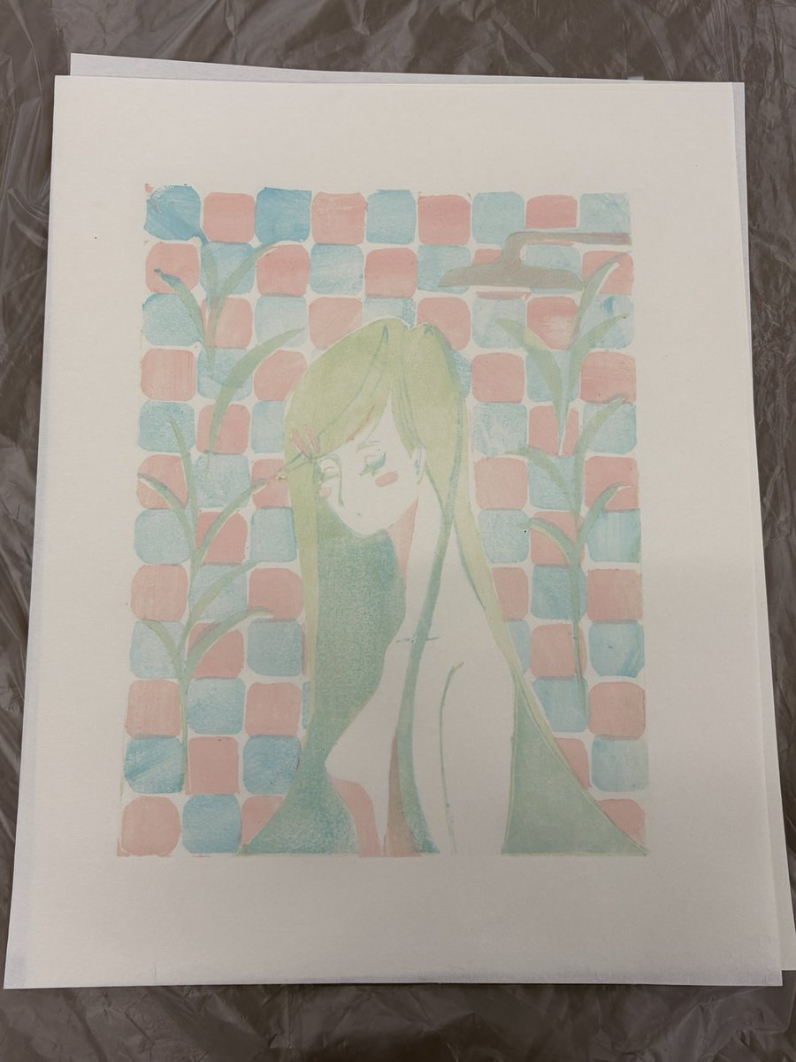 木版画でけた！4版目は時間なくてナシになったけど十分かも