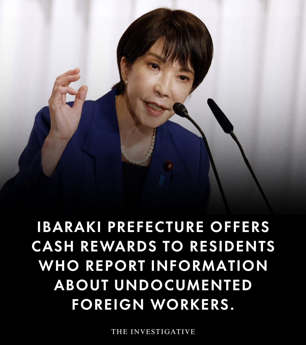 AnonymousNewsHQ's tweet image. Ibaraki Prefecture in Japan announced in February 2026 a controversial new program offering cash rewards to residents who report information about undocumented foreign workers.

#immigration #japan #labor #policy #debate #fblifestyle