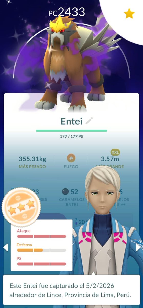 Otabek_Altin_19's tweet image. Logre atrapar este #Entei #Shadow #Shiny y #XXL con estadísticas respetables ✌️ #PokemonGO #ShinyPokemon