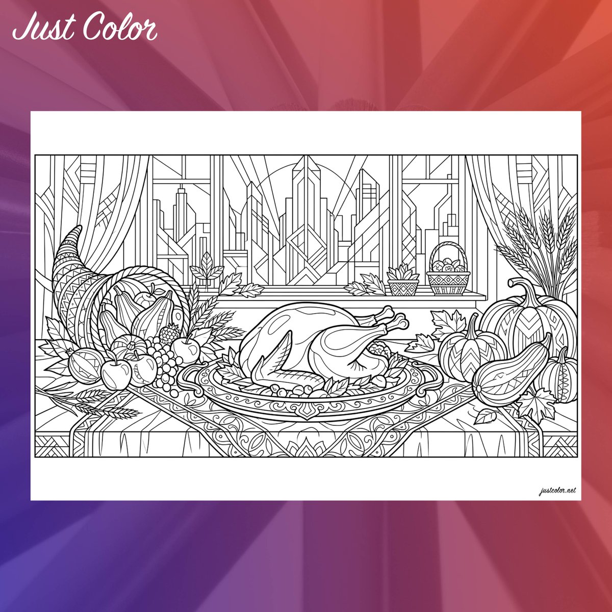 JustColorNetFR's tweet photo. Voici la version française réduite pour Twitter (280 caractères max) :

Festin d'Automne Art Déco : un nouveau coloriage sur JustColor ! Découvrez toutes nos dernières illustrations 👇  
https://t.co/OPfbY2Xigm  
#Coloriage #ArtDéco #Automne #ArtTherapy

(Caractères : 276/280 ✅) https://t.co/ONwus1iz4F