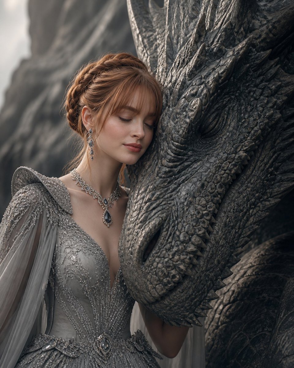 Luxury Fashion Editorial Portrait of a Woman Standing Beside a