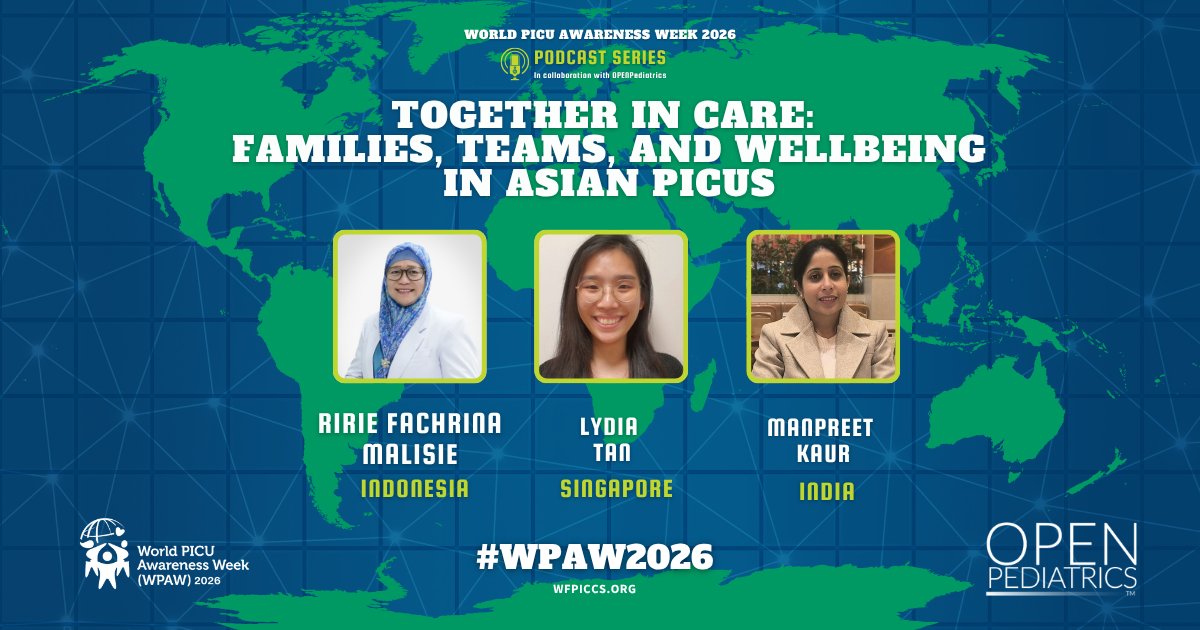 WFPICCS's tweet image. 🎧 #WPAW2026 Podcast Series – Episode (Asia)

🌏 Voices from Asia bring a powerful, human perspective on caregiver wellbeing in PICU – from clinicians to families.

🎧 Listen: soundcloud.com/openpediatrics…

🌍 More: wfpiccs.org/2026-world-pic…

#PedsICU #CriticalCare #Wellbeing