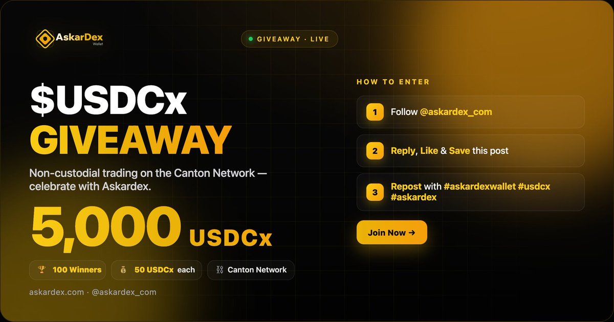Xycaaa0's tweet photo. 5,000 USDCx are being given away, 100 people will
get one.

Good luck
#askardexwallet #usdcx #askardex https://t.co/3vtiHPcEn3