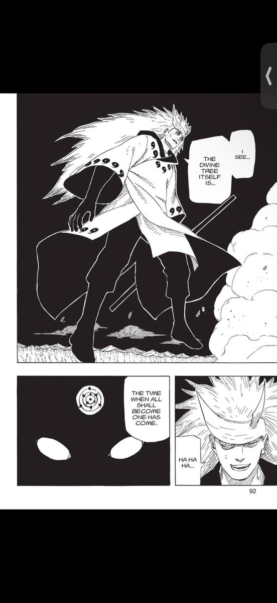 Renspacial's tweet photo. @Sc4rletQue3n @Dragonic_Drage @Shinigami216426 This was before he actually absorbed the god tree to truthfully become like kaguya. Which is why later on he says he is immortal. 2 different madaras, just like aizen or kaguya you have to seal them. https://t.co/oJcoiggrh4