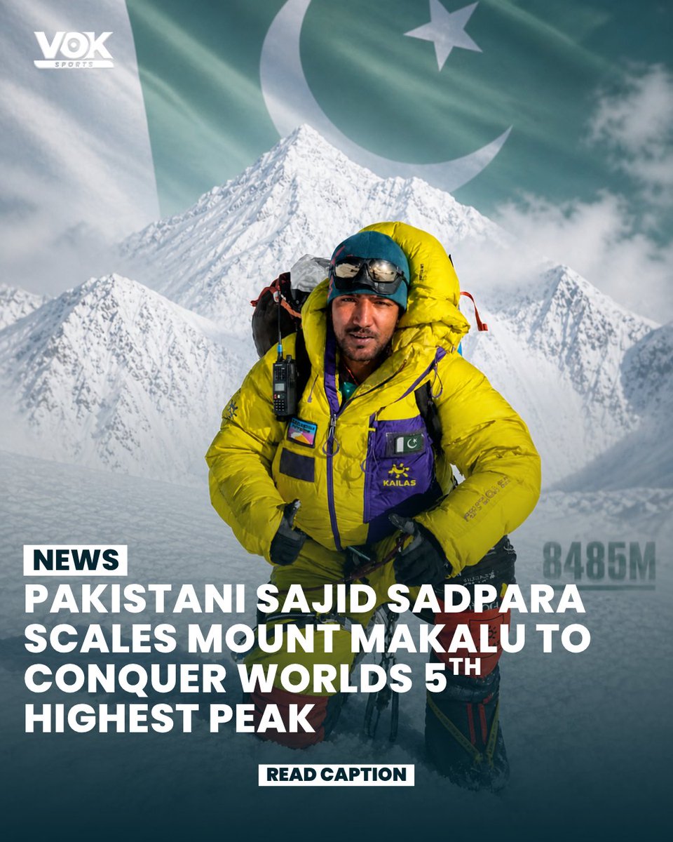 voksports's tweet image. Pakistani mountaineer Sajid Sadpara conquered Mount Makalu, successfully summiting the world’s fifth-highest peak and showcasing remarkable resilience and determination in one of the toughest high-altitude climbs.

#SajidSadpara #Makalu #Mountaineering #Pakistan