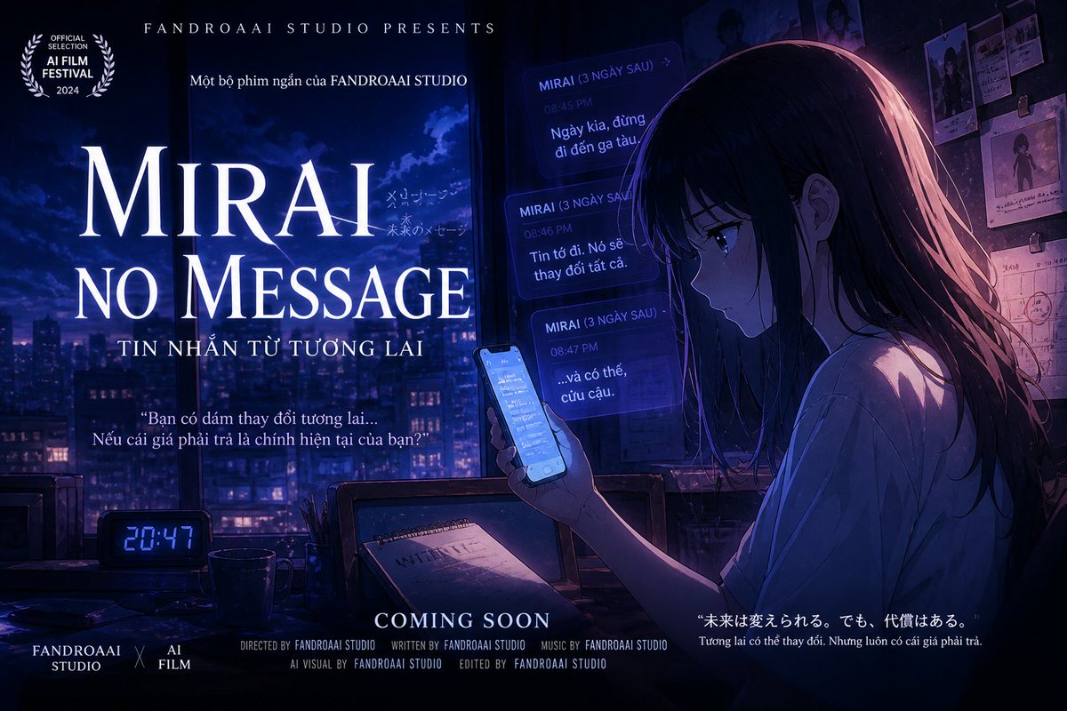 DuyAnh056048110's tweet photo. Your website is great!
@fandomcreator_
I never thought a simple idea could turn into this… Mirai no Message — a short AI film created with FandroaAI Studio. From just an idea to a cinematic story in minutes. https://t.co/F0xRVvgvnU
#FandoraAIStudio #ViralAdMemeClash https://t.co/sdjYTj4u5m