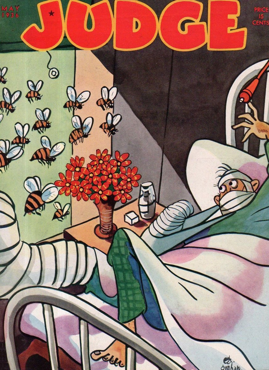 LRonLacy's tweet image. #MAY 1936
Cover of *Judge*, May 1936
Illustration by Ed Graham
#hospital #patients #bees #flowers #illustration #illustrationart #illustrationartists #cartoonists #EdGraham