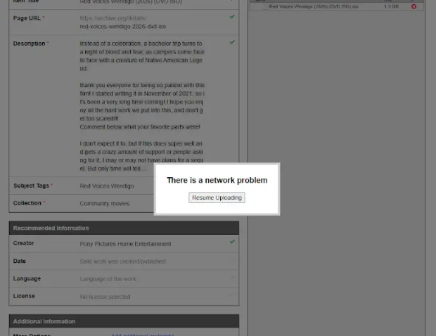 ozkagrouch83's tweet photo. Anyone else don't like the error "There is a network problem" on Internet Archive with the resume uploading button when uploading content? Yes I do when I try to upload some of the Apple App store IPA's that I have! https://t.co/oBvDQlgWea