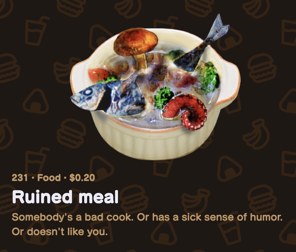 the description for the ruined meal is amazing