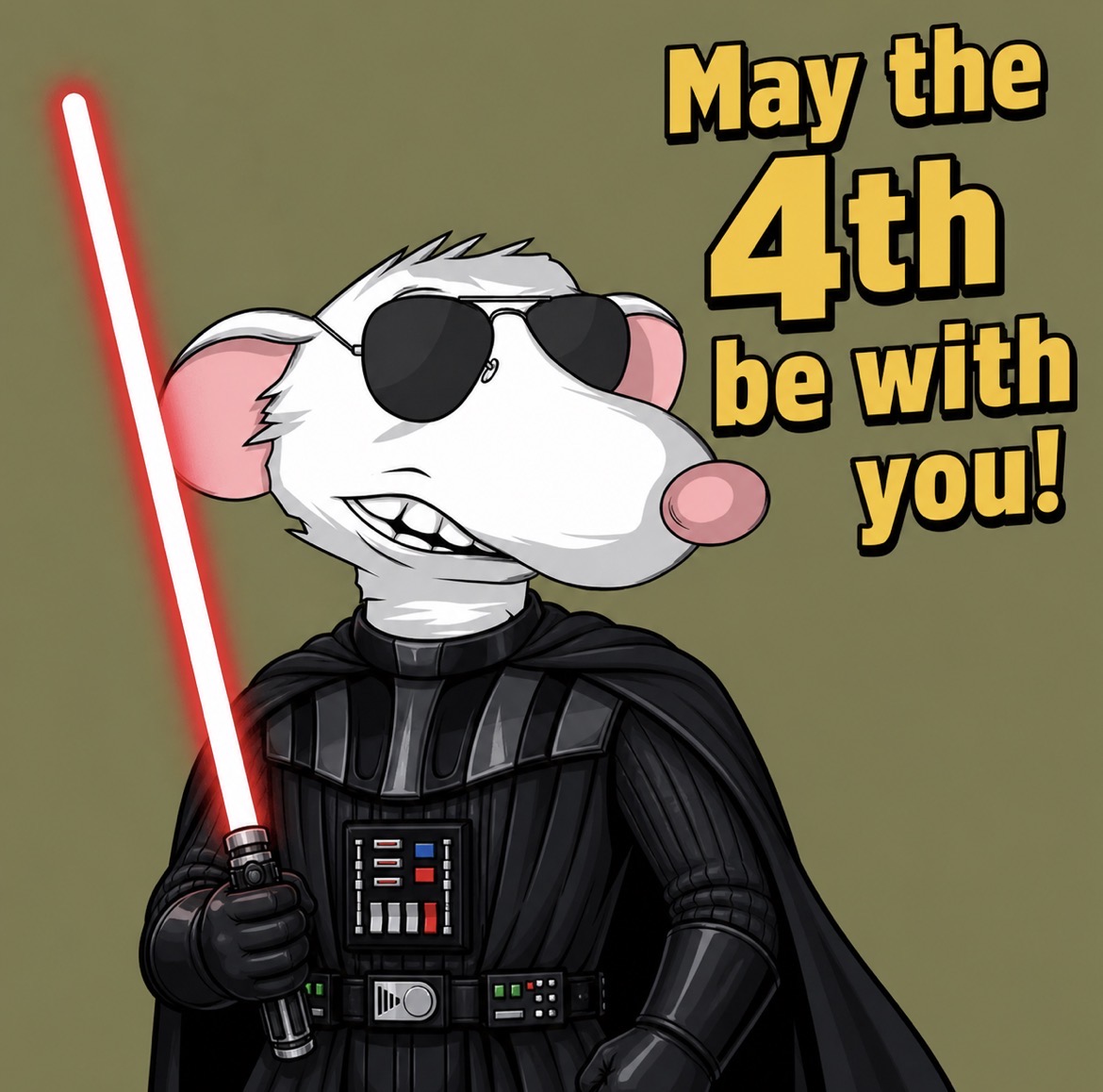 FatRatMafia's tweet photo. May the 4th be with you, Fat Rats! 🐀⚔️

Boss is full Dark Side today — sunglasses, saber, and all. Cheese empire stays protected.

Who’s rolling with us? Drop your May the 4th posts below 👇

#MayThe4thBeWithYou #FatRatMafia https://t.co/iZrS0P59uA