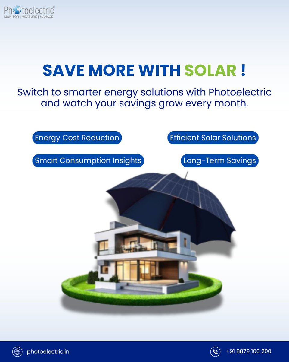 photoelectric07's tweet image. Rain or shine, protect your savings with smarter energy ☔️⚡️

Switch to Photoelectric for efficient solar solutions, energy cost reduction, and smart consumption insights.

Start saving today: photoelectric.in ☀️

#SolarEnergy #Sustainability #SaveMore #Photoelectric