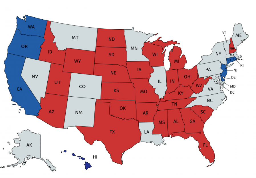PaceLowery's tweet photo. @ettingermentum This was the level of State Trifectas before the 2018 election, If Hillary had won Connecticut would have been a Republican Trifecta after the midterms. Things were dire. https://t.co/9RuBHuNfoi