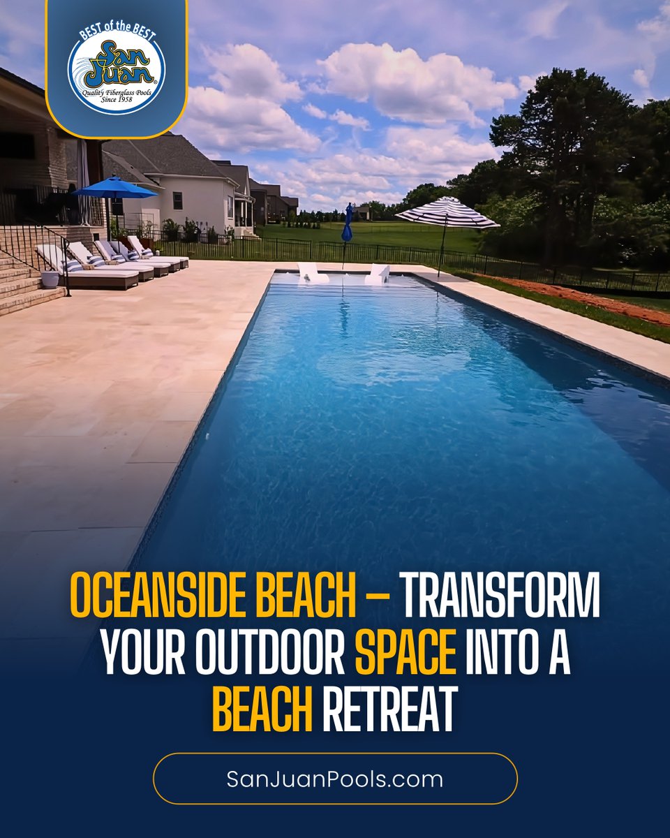 Bring the feel of the shore to your backyard with the Oceanside Beach pool. Enjoy a wide beach entry, open space to relax, and room for family and friends to gather and unwind. sanjuanpools.com/pools/Oceansid…