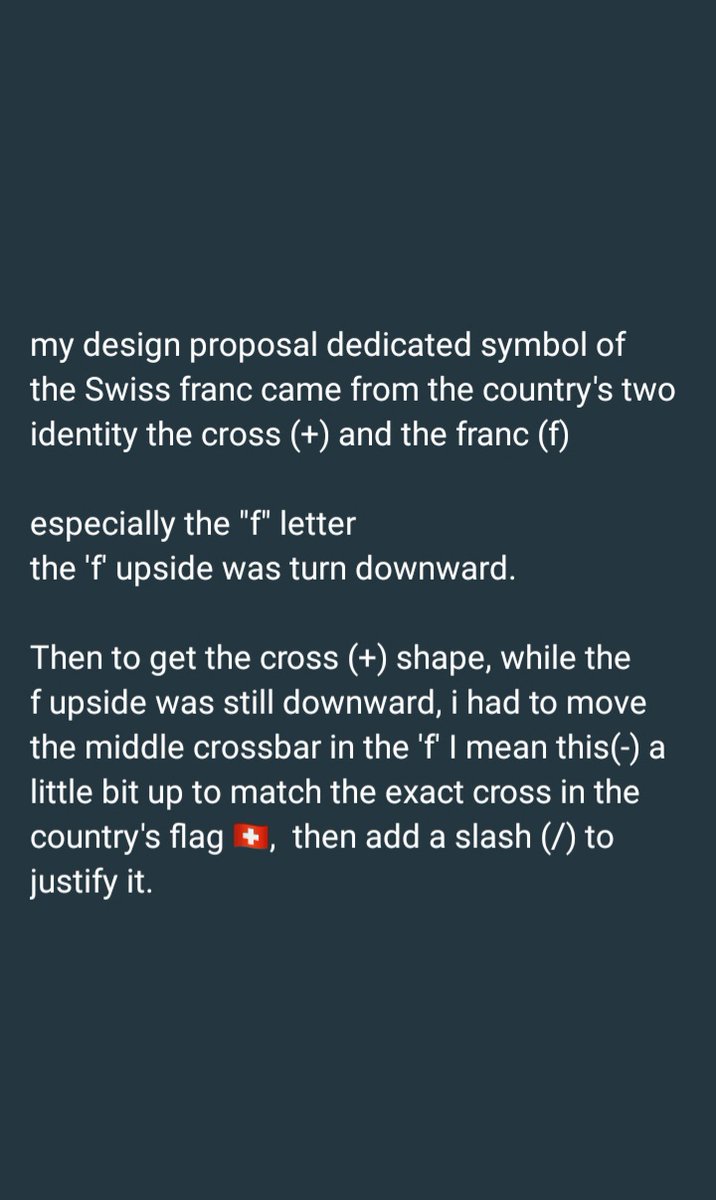 ik_officially's tweet photo. @ignaziocassis @MartaKosEU @SNB_BNS The symbol is absolutely talking about Switzerland🇨🇭 in one structure.

The Cross: the national Flag
The Slash: the mountain Alps
The f: represent 4 National Languages of the Swiss currency. https://t.co/gt9U92GFXF